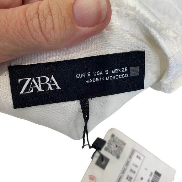 ZARA Bubble hem mini skirt White Size small NEW - Picture 7 of 14